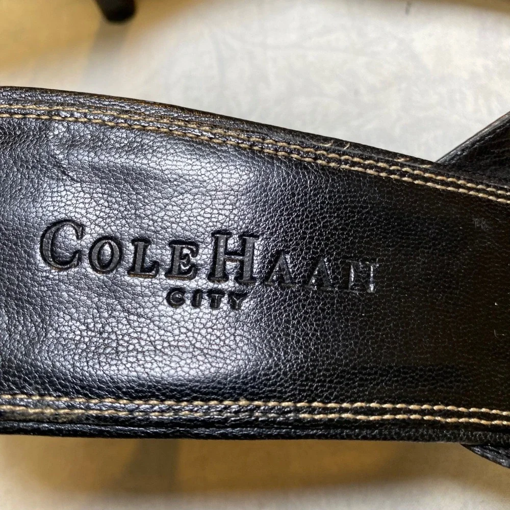 Cole Haan City Women's Mule Heels 9B Bronze Black Leather‎ Pointed Toe